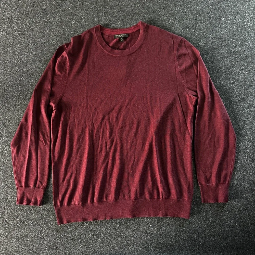 Banana Republic Mens Merino Wool Crewneck Sweater‎ Dark Red XL 1533361
